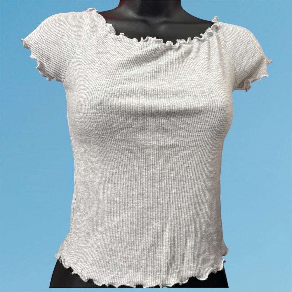 Brandy Melville Cream Ruffled Crop Top